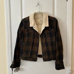 rag & bone Army Green Plaid Fleece Lined (Jean-Style) Jacket